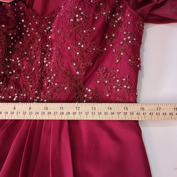 A-line V-Neck Floor-Length Lace Chiffon Mother of the Bride Dress With Sequins - Picture 9 of 11